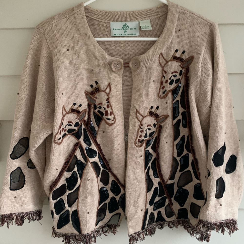 Design Options By Philip and Jane Gordon Giraffe Sweater Size Large